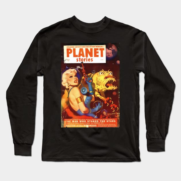 Sci-Fi cover Planet Stories (V2) Long Sleeve T-Shirt by Psychosis Media